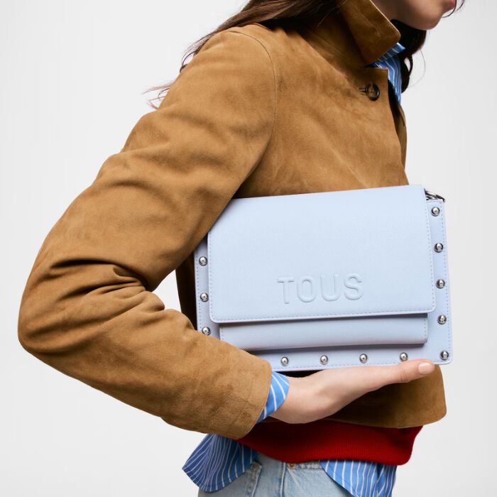 Bandolera Mediana Audree Studs Azul Gris&aacute;ceo   6