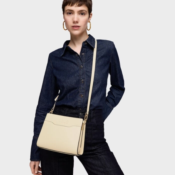 Bolso Shopper Pequeño Audree Saffiano Beige   4