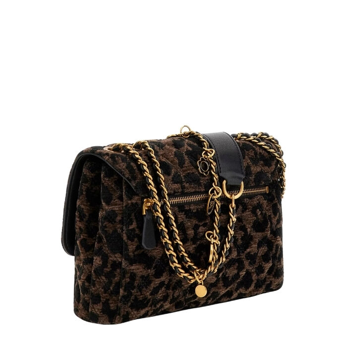 Bolso Bandolera Giully Terciopelo Animalier Negro   1