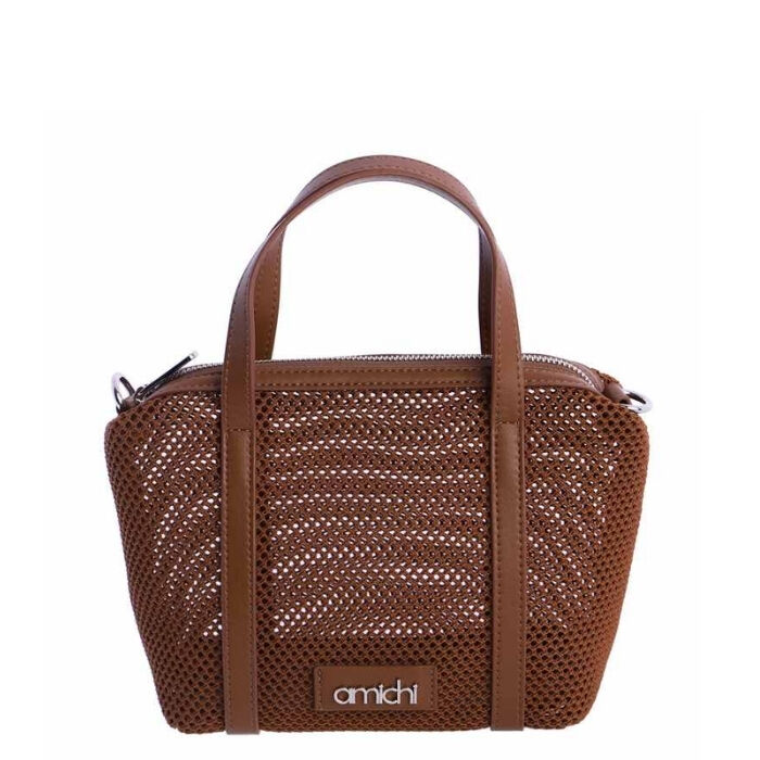 Bolso de Hombro Rejilla Marr&oacute;n  