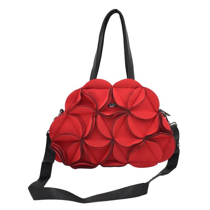 Bolso Bandolera Flores Rojo  