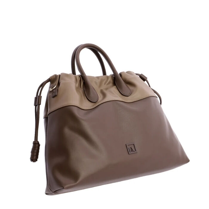 Bolso de Mano Bicolor Marr&oacute;n   6