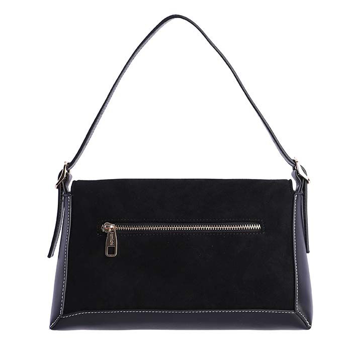Bolso Bandolera Suede Solapa Negro   2