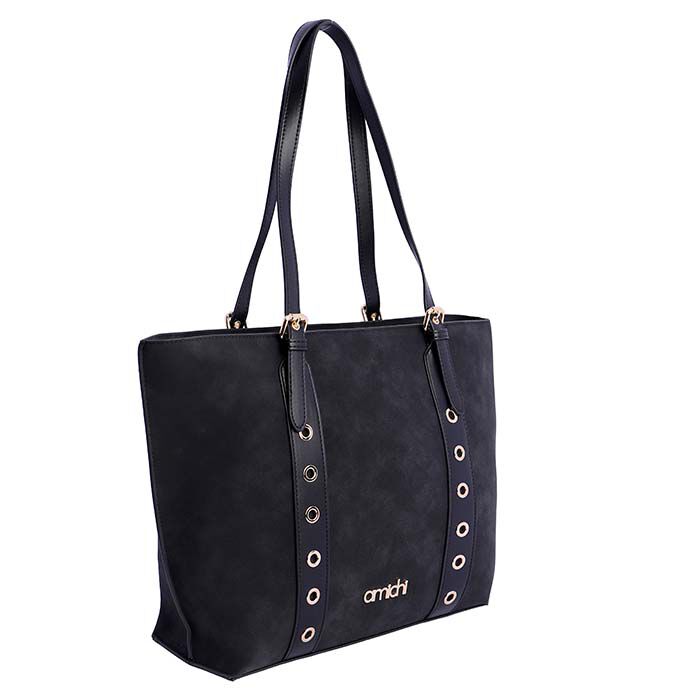 Bolso Shopper Suede Negro   1