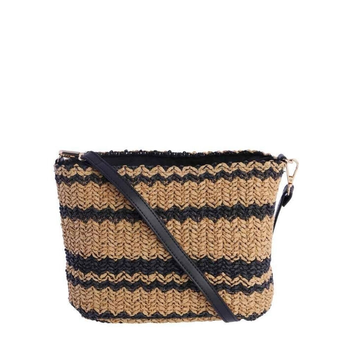 Bolso Bandolera Rafia Franjas   2