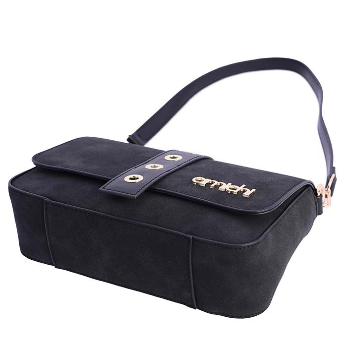 Bolso de Hombro Suede Negro   6