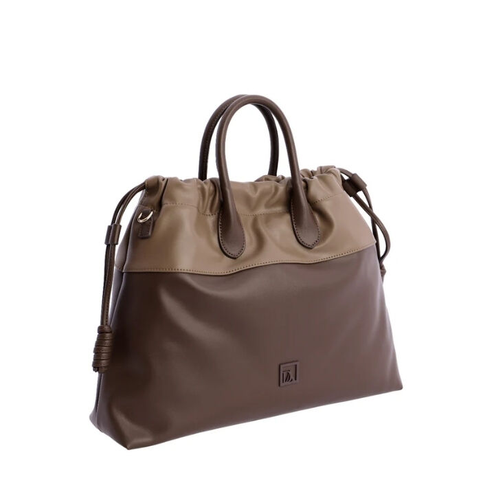 Bolso de Mano Bicolor Marr&oacute;n   1