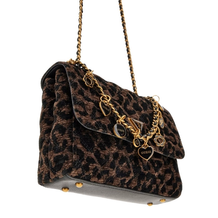 Bolso Bandolera Giully Terciopelo Animalier Negro   3