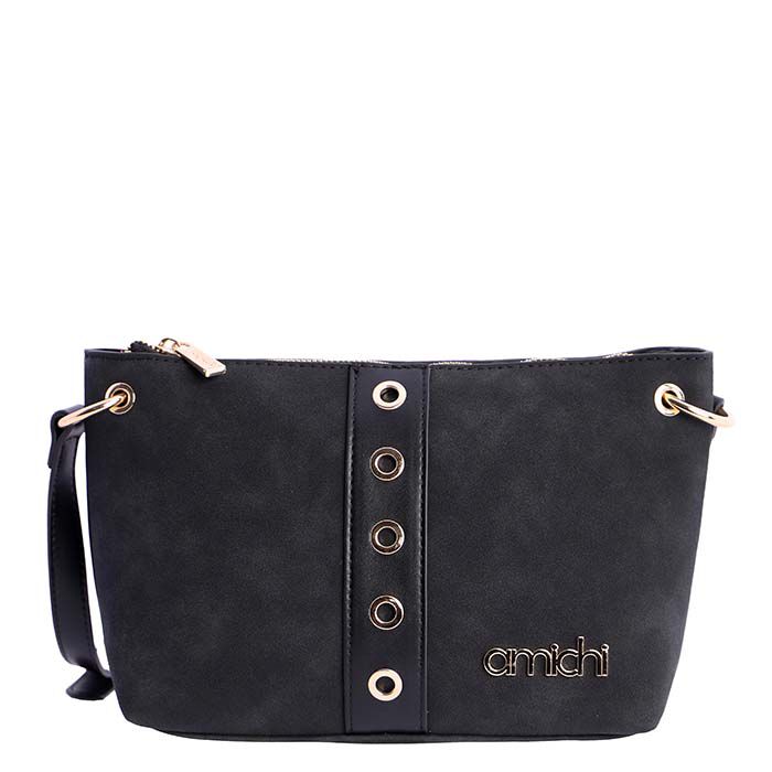 Bolso Bandolera Suede Negro  