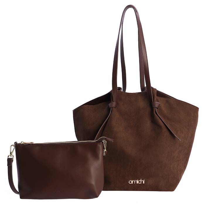 Bolso Shopper Suede Marrón   4