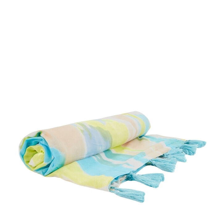 Kikoy de Algodón Estampado Acuarela Verde  