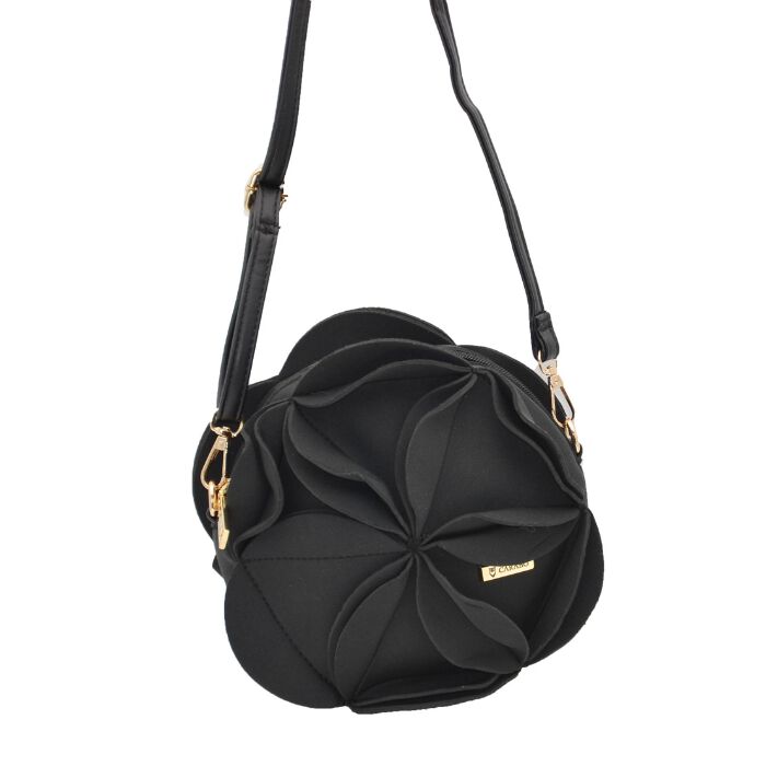 Bolso Bandolera Flor Negro   1