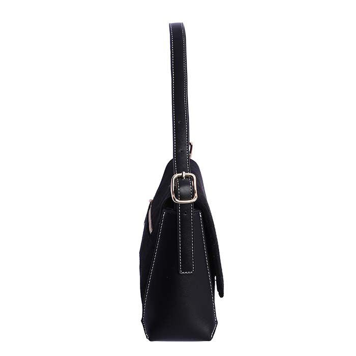 Bolso Bandolera Suede Solapa Negro   3