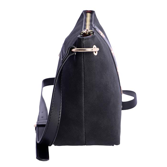 Bolso Bandolera Suede Negro   5