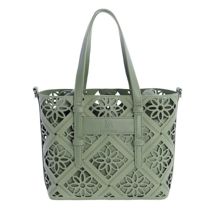 Bolso de Hombro Tote Calado Verde  