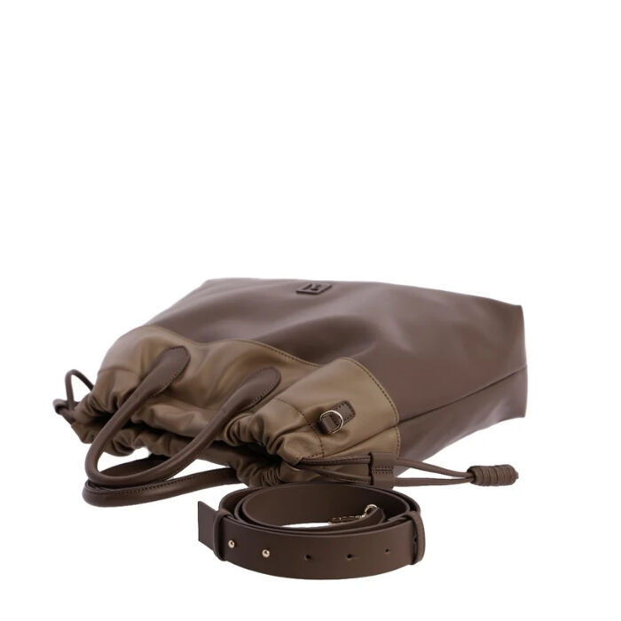 Bolso de Mano Bicolor Marr&oacute;n   4