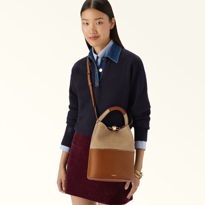 Furla Sfera Bolso Cubo Cognac   5