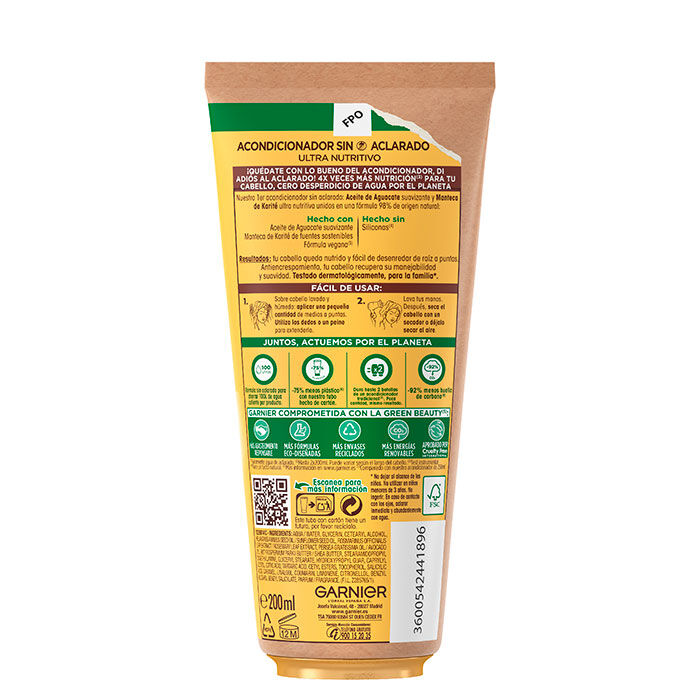 Aceite de Aguacate y Manteca de Karité Acondicionador Sin Aclarado  200ml-203210 1