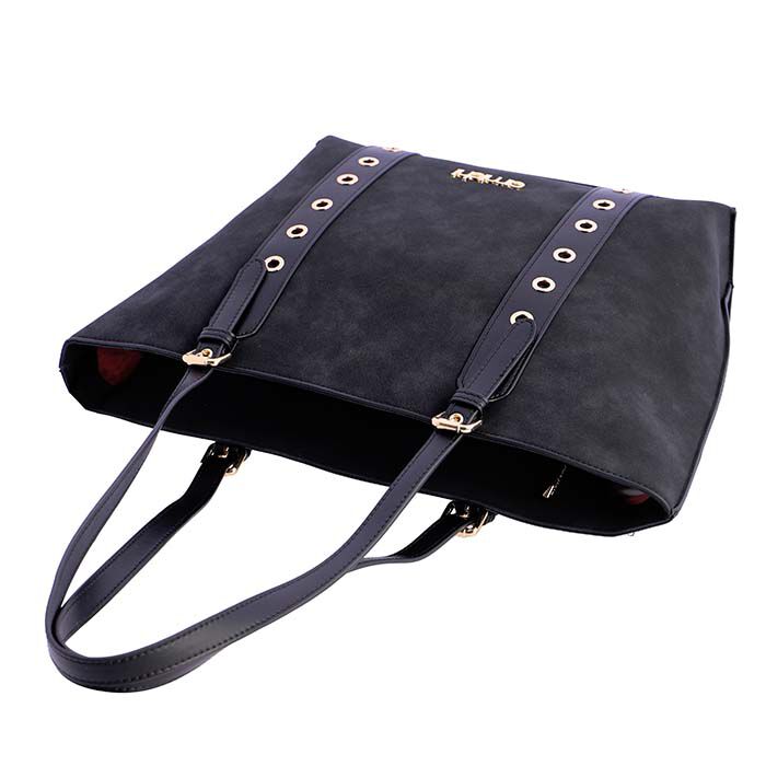 Bolso Shopper Suede Negro   4