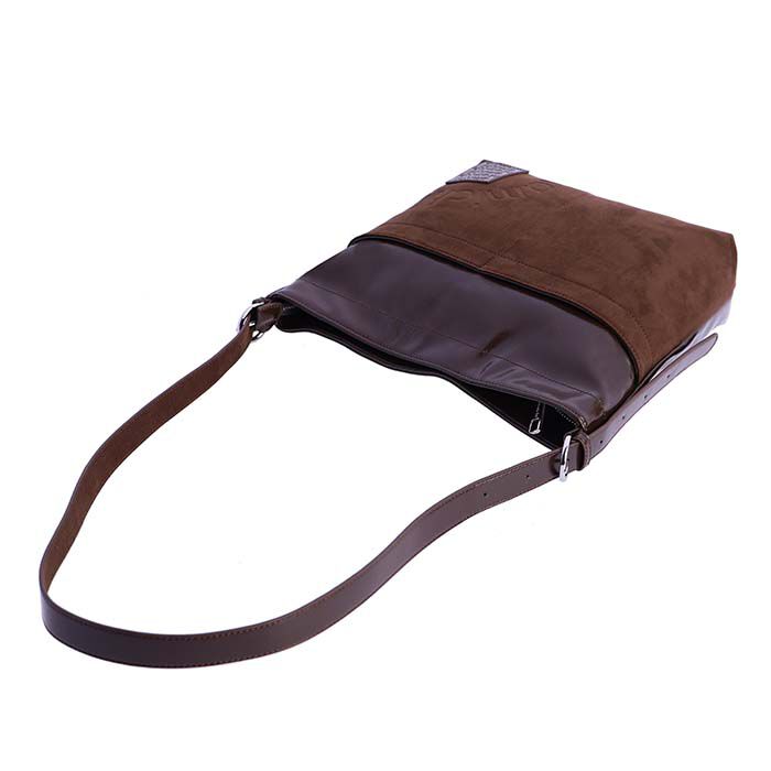 Bolso Bandolera Suede-Charol Marr&oacute;n   4