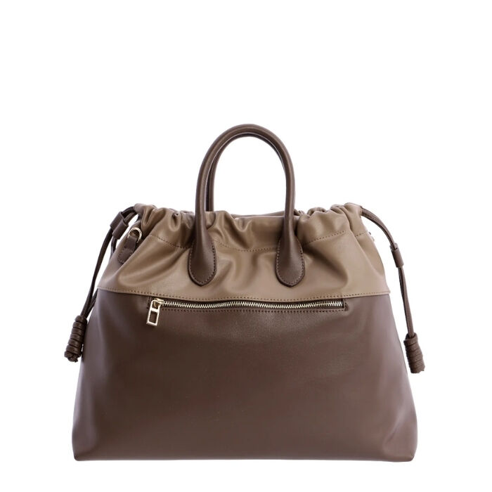 Bolso de Mano Bicolor Marr&oacute;n   2