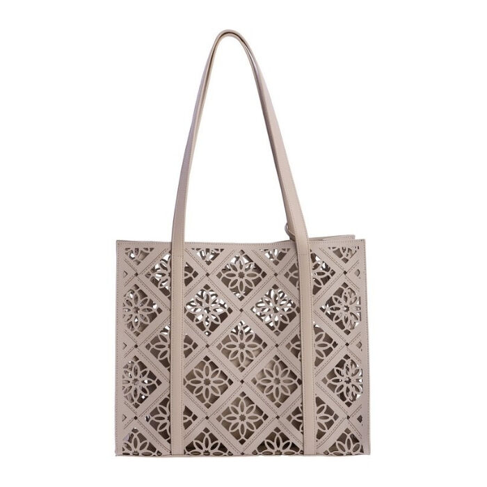Bolso de Hombro Calado Beige   1