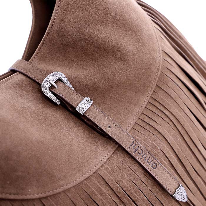 Bolso Shopper Suede Flecos Marrón   3