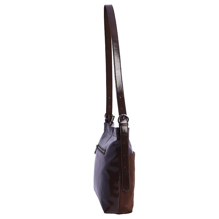 Bolso Bandolera Suede-Charol Marr&oacute;n   2