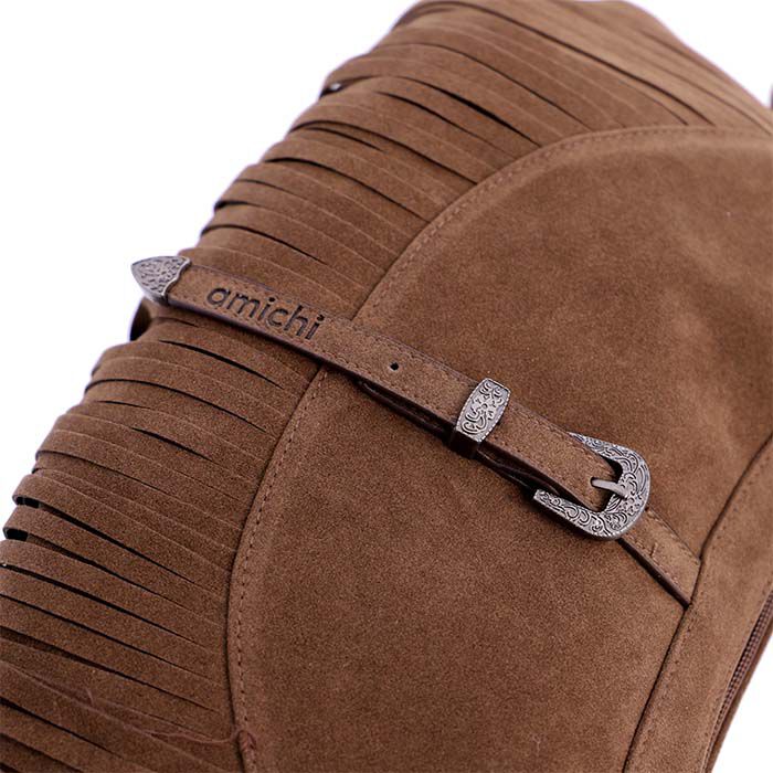 Bolso de Hombro Suede Flecos Marrón   3