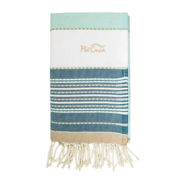 Fouta Afra Verde Agua Azul   0