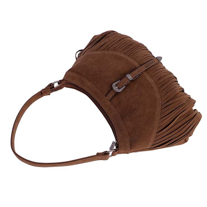 Bolso de Hombro Suede Flecos Marrón   4