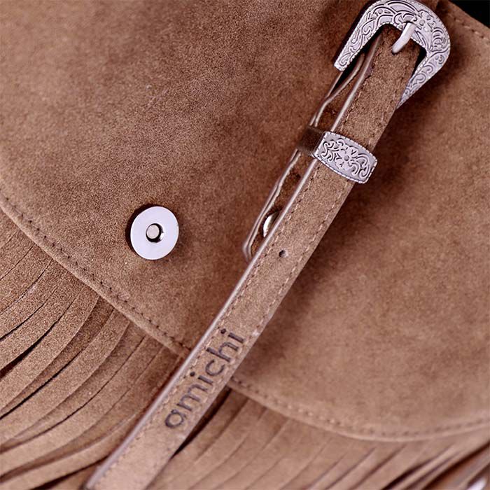 Bolso Shopper Suede Flecos Marrón   6