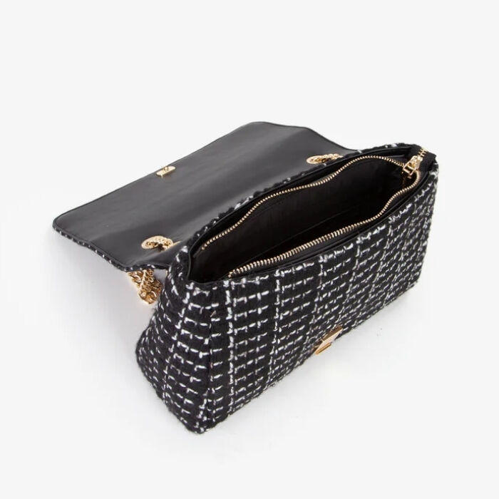 Bolso de Hombro Tweed Negro   3