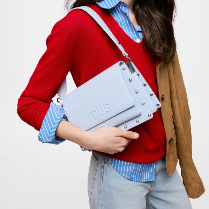 Bandolera Mediana Audree Studs Azul Gris&aacute;ceo   7