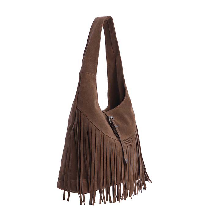 Bolso Shopper Suede Flecos Marrón   1