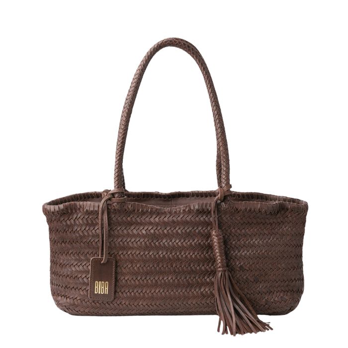 Bolso Baguette de Piel Perkins Marr&oacute;n  