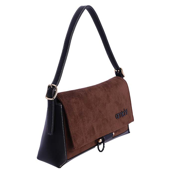Bolso Bandolera Suede Solapa Marr&oacute;n   1