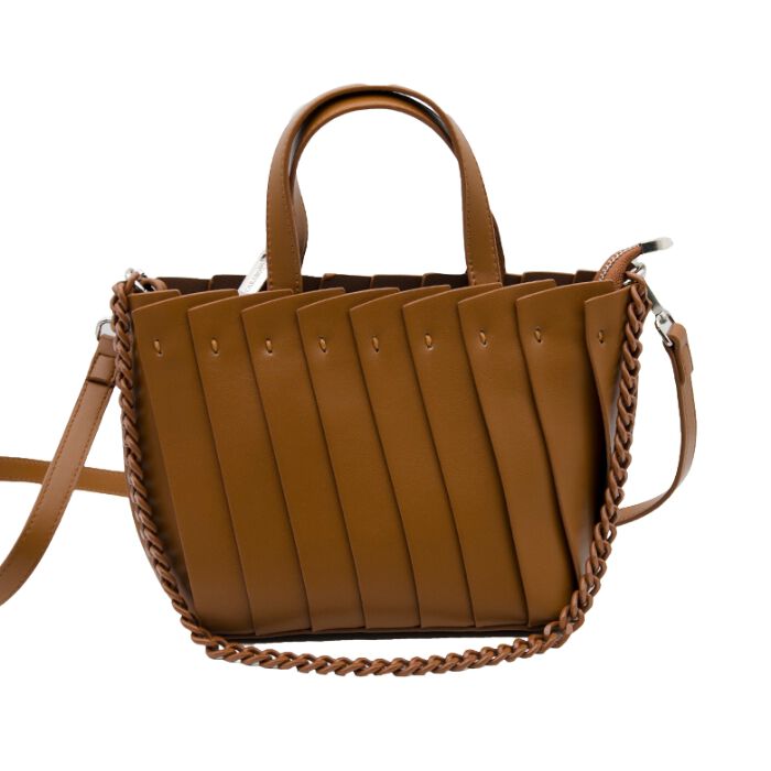 Bolso Tiras Superpuestas Marrón  