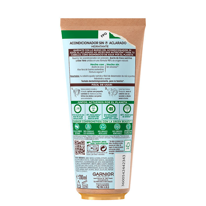 Coco y Aloe Vera Acondicionador Sin Aclarado  200ml-203206 1