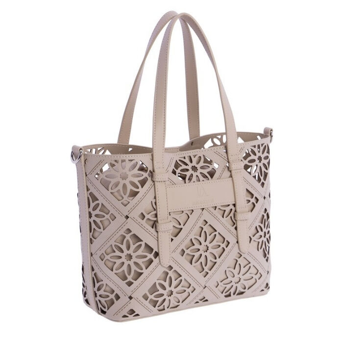 Bolso de Hombro Tote Calado Arena   3