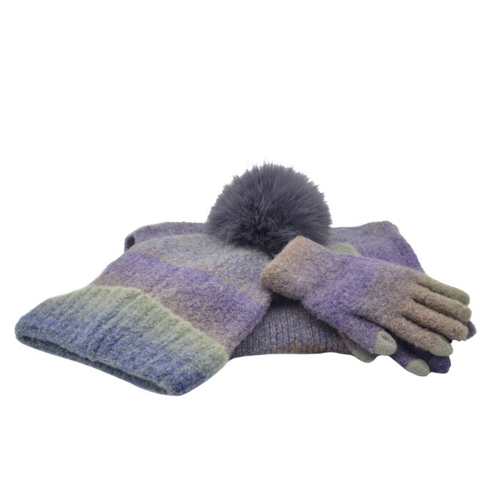 Conjunto Bufanda, Gorro y Guantes Morado  T. Única-231865 0