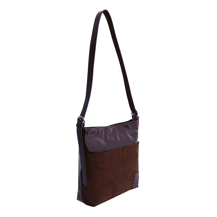 Bolso Bandolera Suede-Charol Marr&oacute;n   1