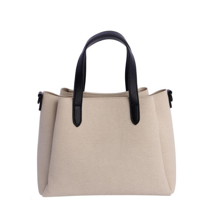 Bolso de Mano Cuero Beige   1