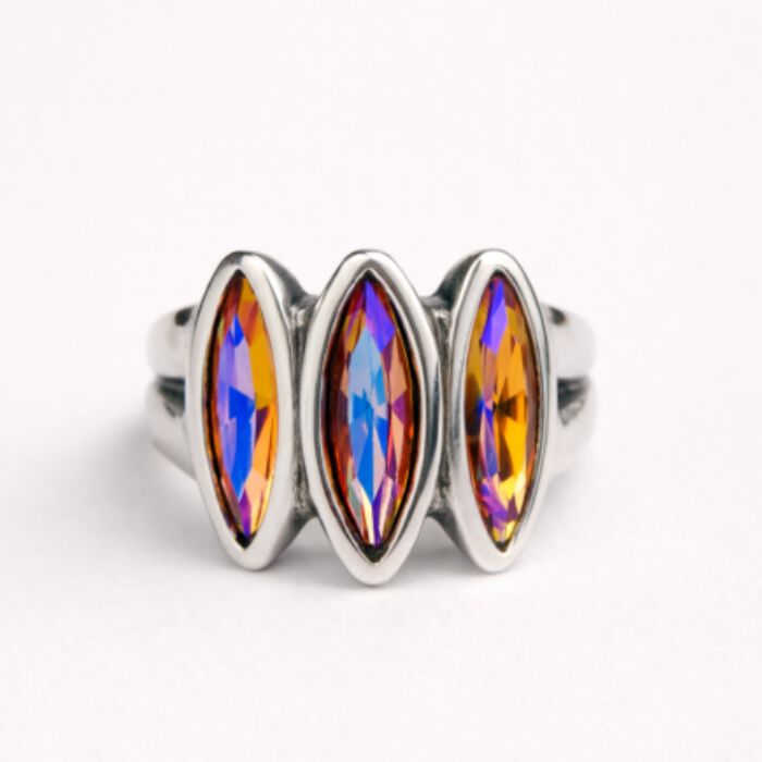 Anillo Iris Plata Rosa  