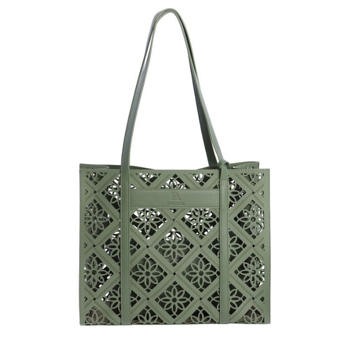 Bolso de Hombro Calado Verde  