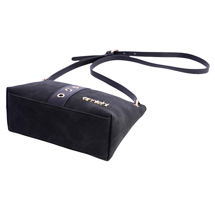 Bolso Bandolera Suede Negro   6