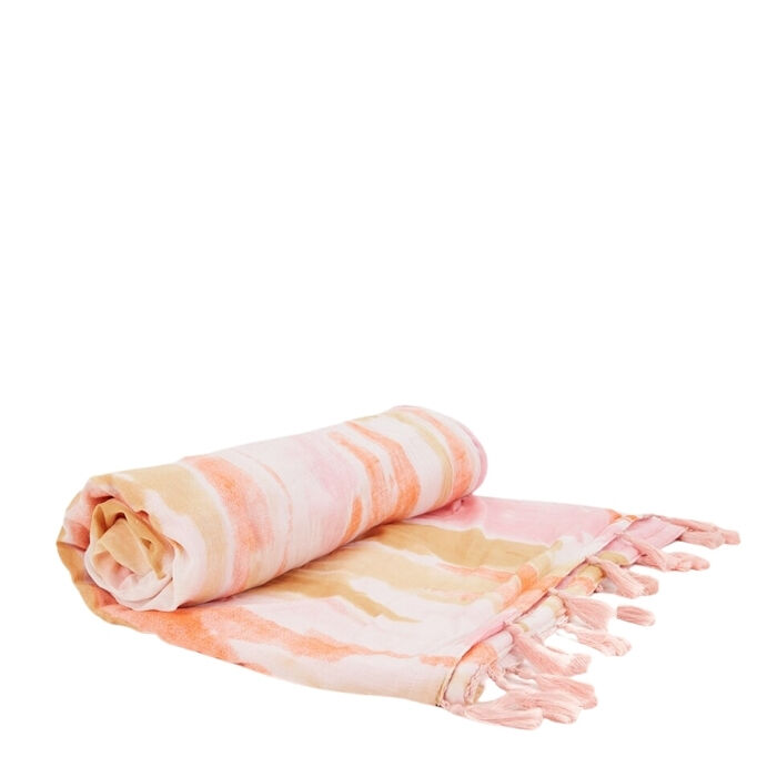 Kikoy de Algodón Estampado Acuarela Coral  