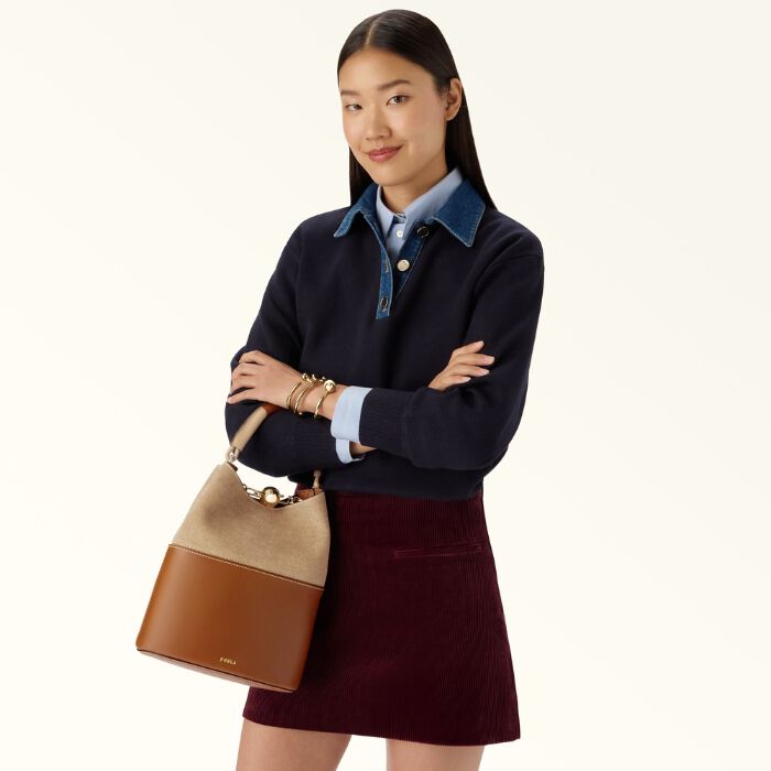 Furla Sfera Bolso Cubo Cognac   6