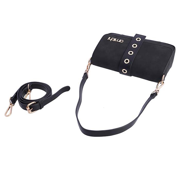 Bolso de Hombro Suede Negro   4