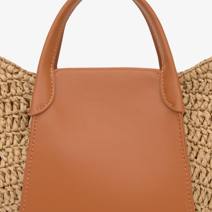 Capazo Peque&ntilde;o Tulip Rafia Camel   4